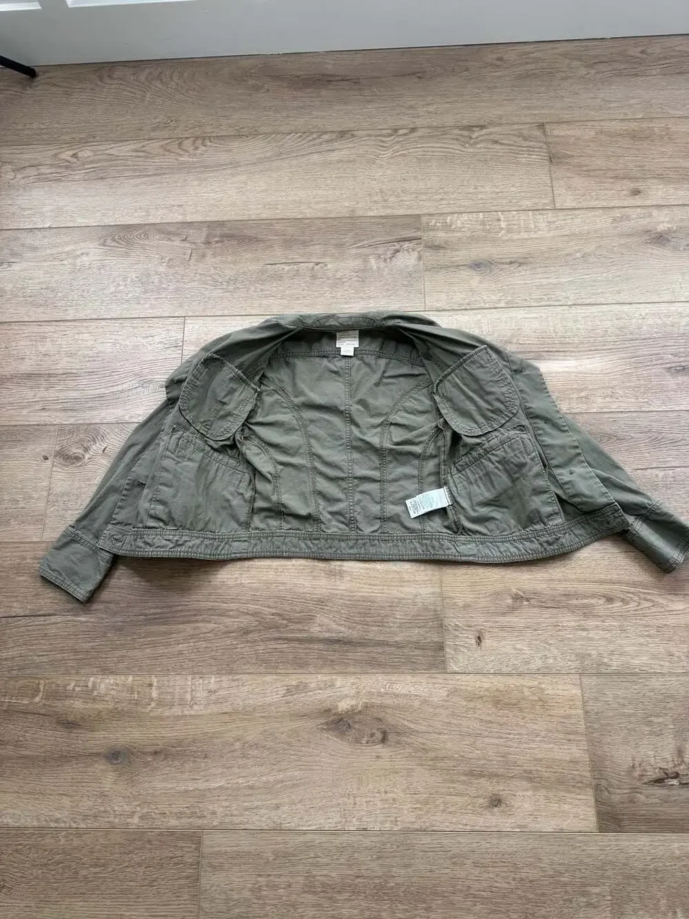 Eddie Bauer Ripstop Utility Jacket XS Olive Green Military Cargo Cotton Jacket